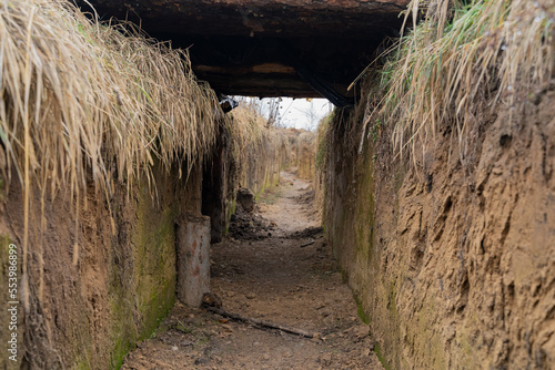 war in Ukraine Digging trenches on the contact line Freshly excavated protective army engineering structures. protection of infantrymen from shelling. preparation of military positions for hostilities