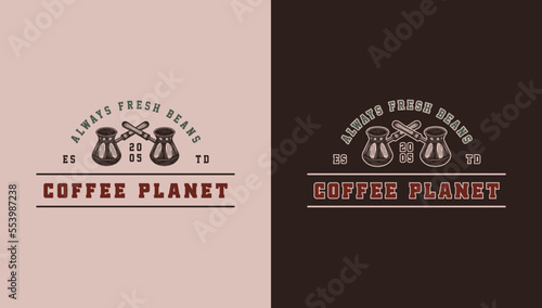 Set of vintage retro coffee emblem, logo, badge, label. mark, poster or print. Monochrome Graphic Art. Vector Illustration..