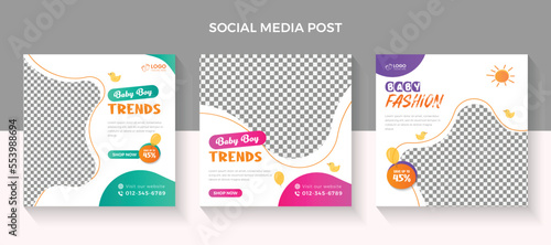 kids fashion sale social media post and New Baby fashion sale fashion template, kids post,social post, social template, sale banner,  baby post, promotion banner, baby fashion, social media banner, 