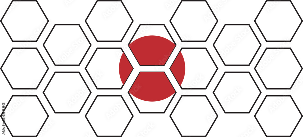 hexagons with the japan flag color hexagons with the japan flag color