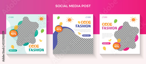 kids fashion sale social media post and New Baby fashion sale fashion template, kids post, baby post, promotion banner, baby fashion,social media banner, social post, social template, sale banner, 