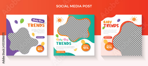 kids fashion sale social media post and New Baby fashion sale fashion template, social media banner, social post, social template, sale banner, kids post, baby post, promotion banner, baby fashion ads