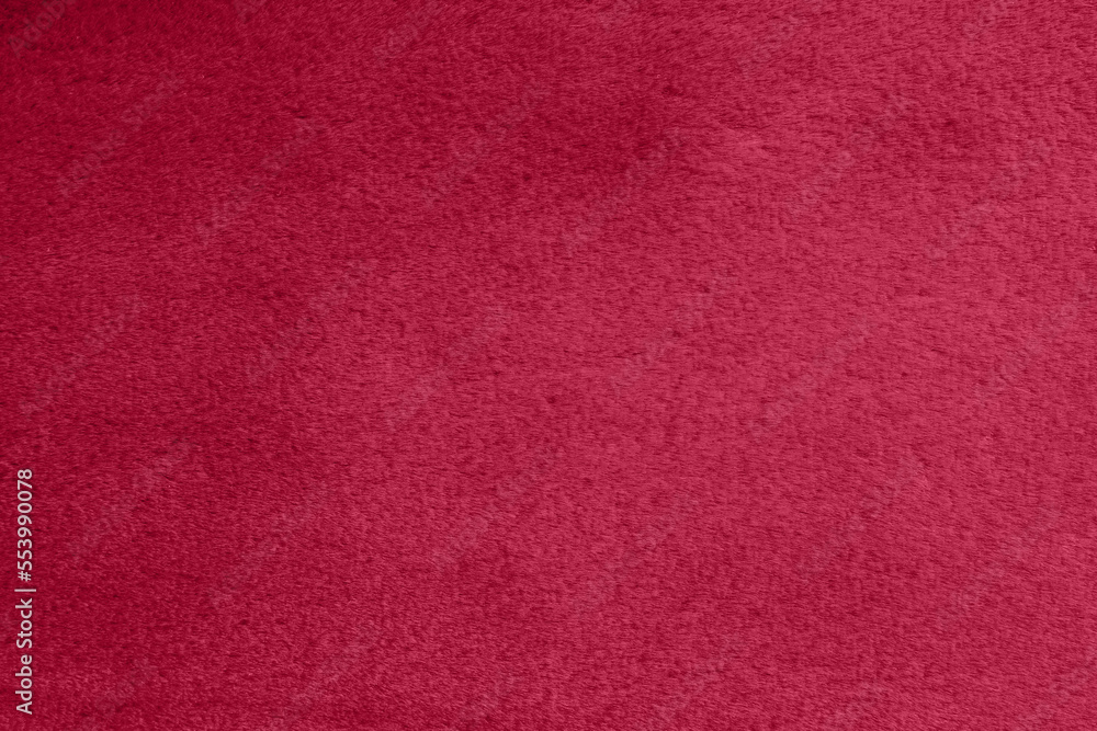 Fototapeta premium Viva magenta color of the year 2023, fur texture. Fabric artificial fur .