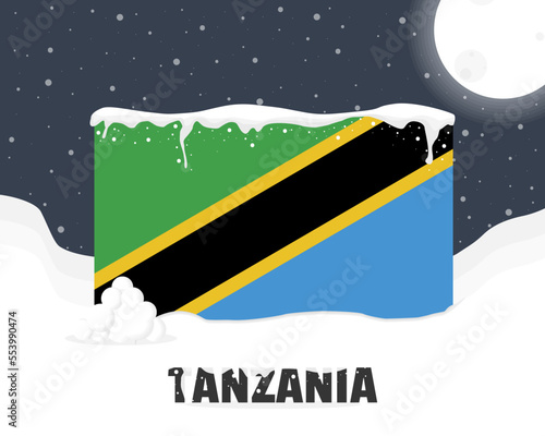 Tanzania snowy weather concept, cold weather and snowfall, weather forecast winter banner idea