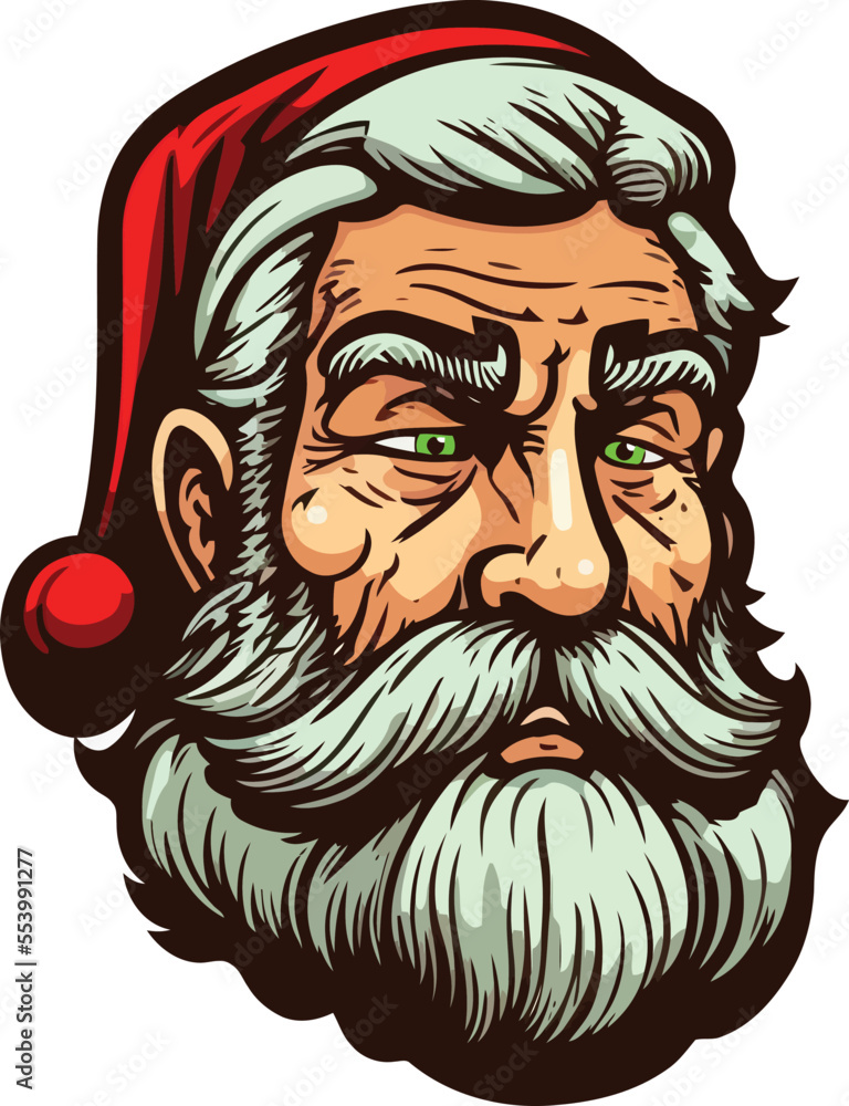 Santa Claus Face Close Up Portrait illustration 07
