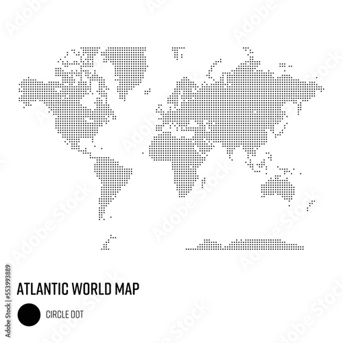 世界地図ドット粗め 太平洋を中心とした世界 地域別にグループ