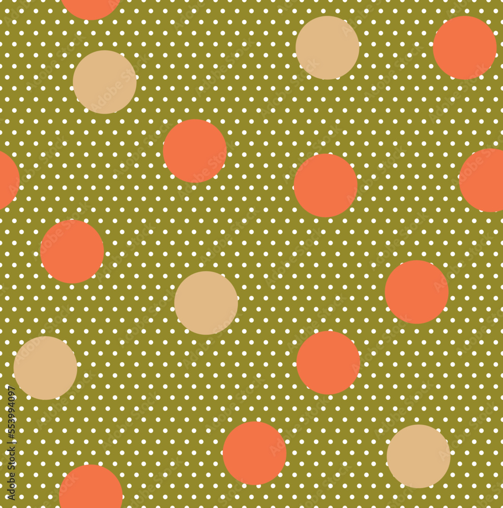 Abstract Detailed Polka Dots Vector Seamless Pattern Trendy Fashion Colors Stylish Minimal Concept Different Sizes Circles Fashionable Textile Perfect for Allover Fabric Print