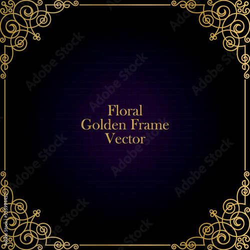 Luxury Floral Golden Frame Vector