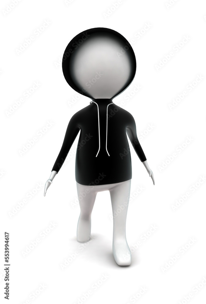 3d man wearing hoodie and walking concept 3d man wearing hoodie and walking concept