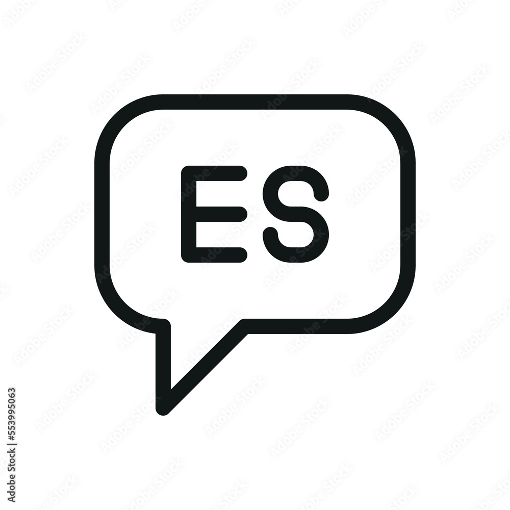 Speak Spanish (ES) speech bubble isolated icon, speaking Spanish language outline vector icon with editable stroke Speak Spanish (ES) speech bubble isolated icon, speaking Spanish language outline vector icon with editable stroke