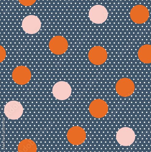 Abstract Detailed Polka Dots Vector Seamless Pattern Trendy Fashion Colors Stylish Minimal Concept Different Sizes Circles Fashionable Textile Perfect for Allover Fabric Print