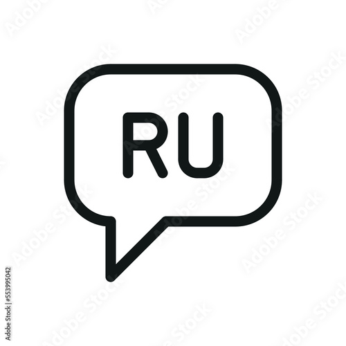 Speak Russian (RU) speech bubble isolated icon, speaking Russian language outline vector icon with editable stroke