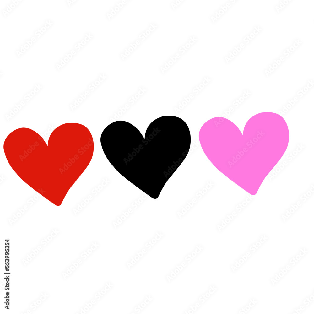 Love Heart Symbol Icon Collection. Love Illustration Set with Solid and Outline Vector Hearts