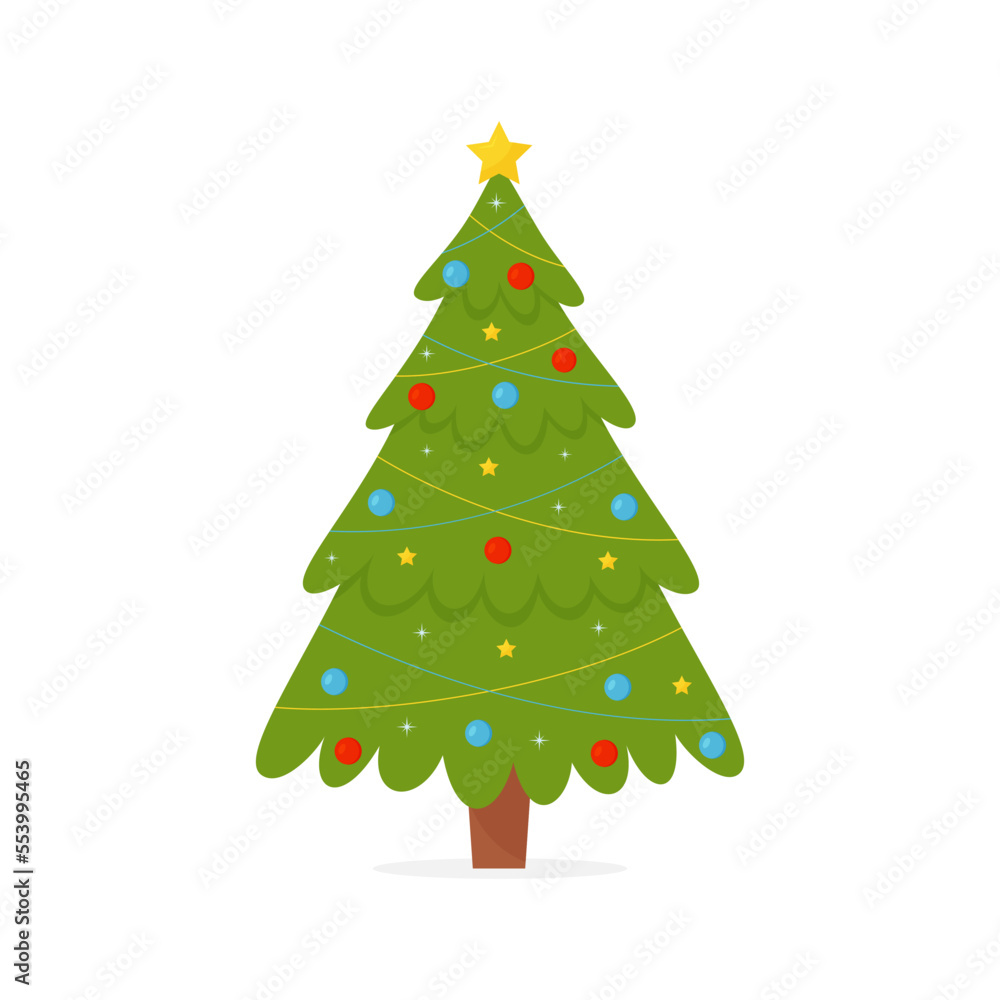 Christmas tree isolated on white background. Vector illustration. Christmas tree isolated on white background. Vector illustration.