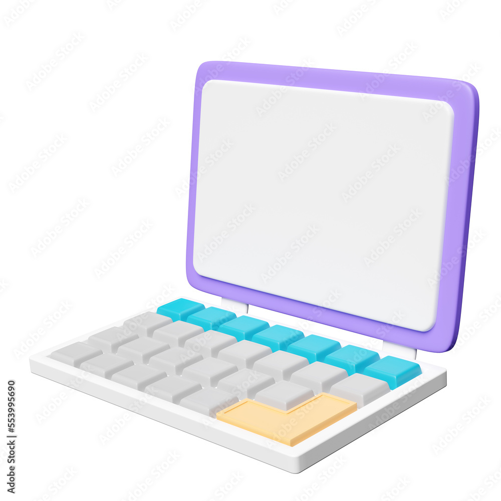3d laptop computer monitor isolated. minimal concept, 3d render illustration 3d laptop computer monitor isolated. minimal concept, 3d render illustration
