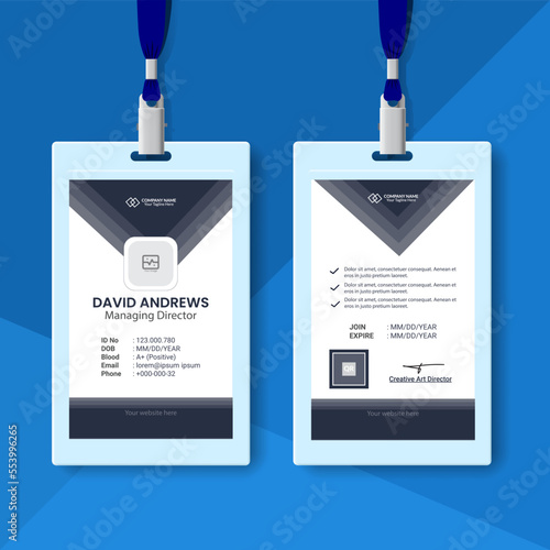 Modern Clean ID Card Template, Employee Identity Card Template, identity card design template