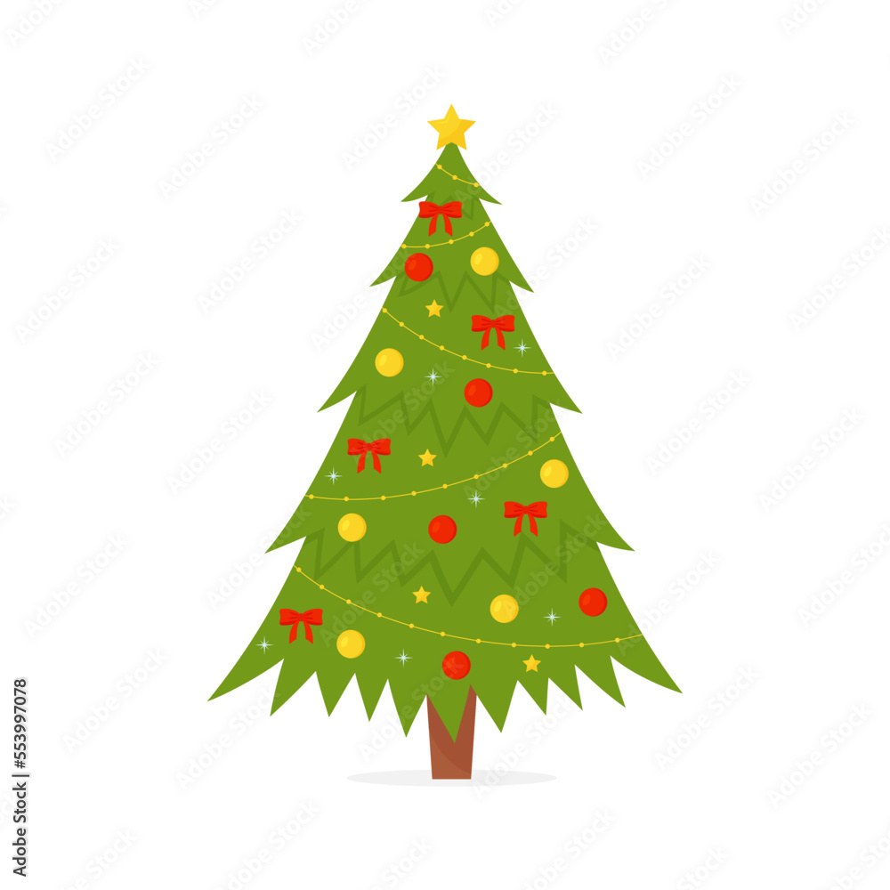Christmas tree isolated on white background. Vector illustration. Christmas tree isolated on white background. Vector illustration.