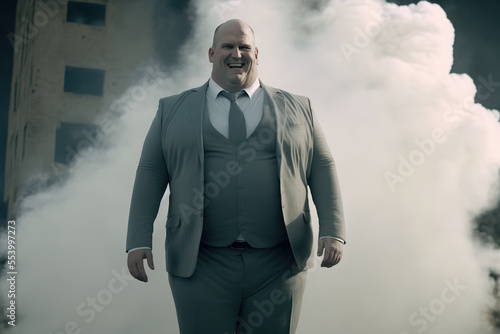 Valokuva Greedy fat industrialist business man,  Generative AI illustration