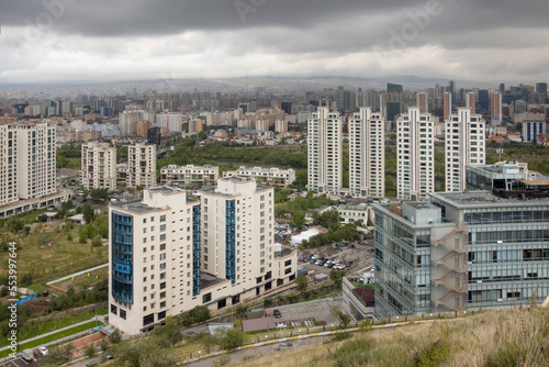 Overview of the capital of Mongolia on the cloudy day. Ulaanbaatar city view, moody weather. photo