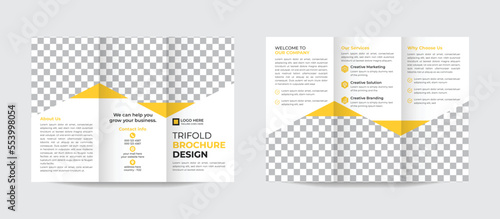 Corporate business trifold brochure template. Modern, Creative and Professional tri fold brochure vector design. Simple and minimalist promotion layout design