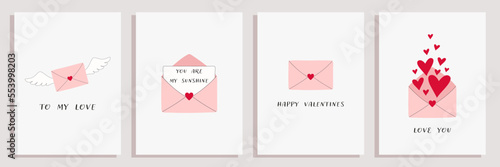 Valentine's day greeting cards set.	
