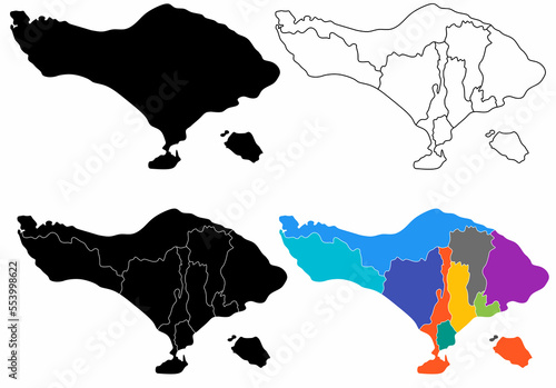 Bali map set isolated on white background