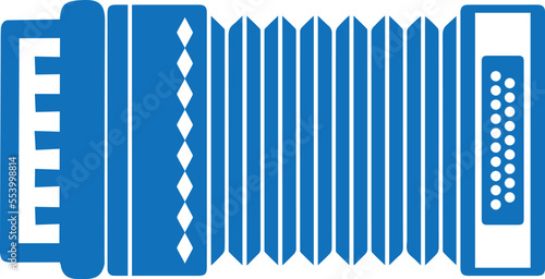 Accordion icon, music instrument icon blue vector