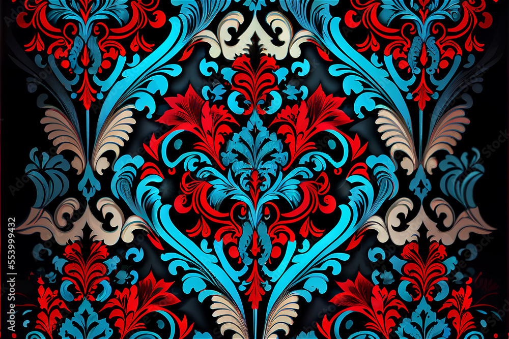 red and blue damask repeating pattern ideal for backgrounds red and blue damask repeating pattern ideal for backgrounds