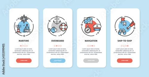 Nautical Sea App Screens Cards Set. Vector © mouse_md