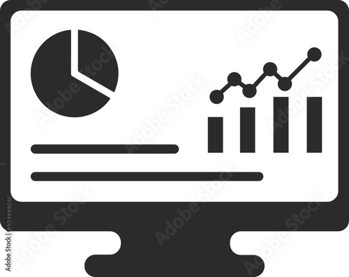 Work dashboard icon, business analysis icon black vector