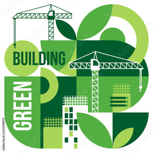 Green Sustainable building layout or banner 