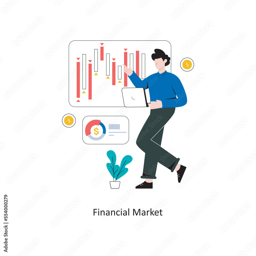 Financial Market Flat Style Design Vector illustration. Stock illustration