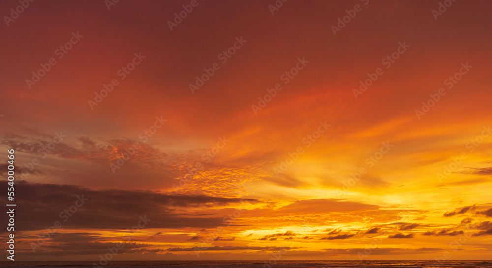 Seascape - sunset on the beach, waves, horizon. Top view. landscape. Parangtritis Beach, Yogyakarta