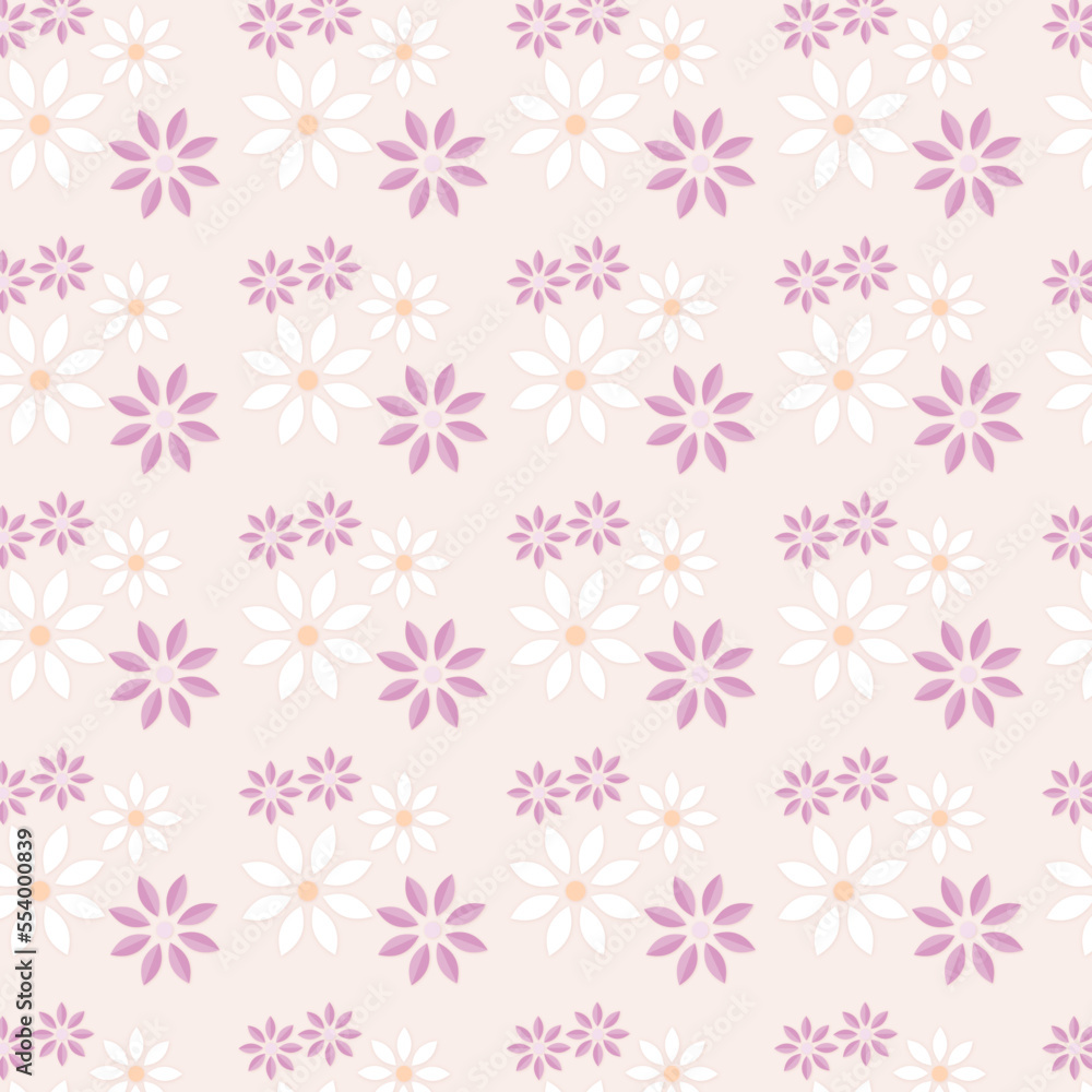 Seamless pattern with pink and white flowers. Seamless pattern with pink and white flowers.