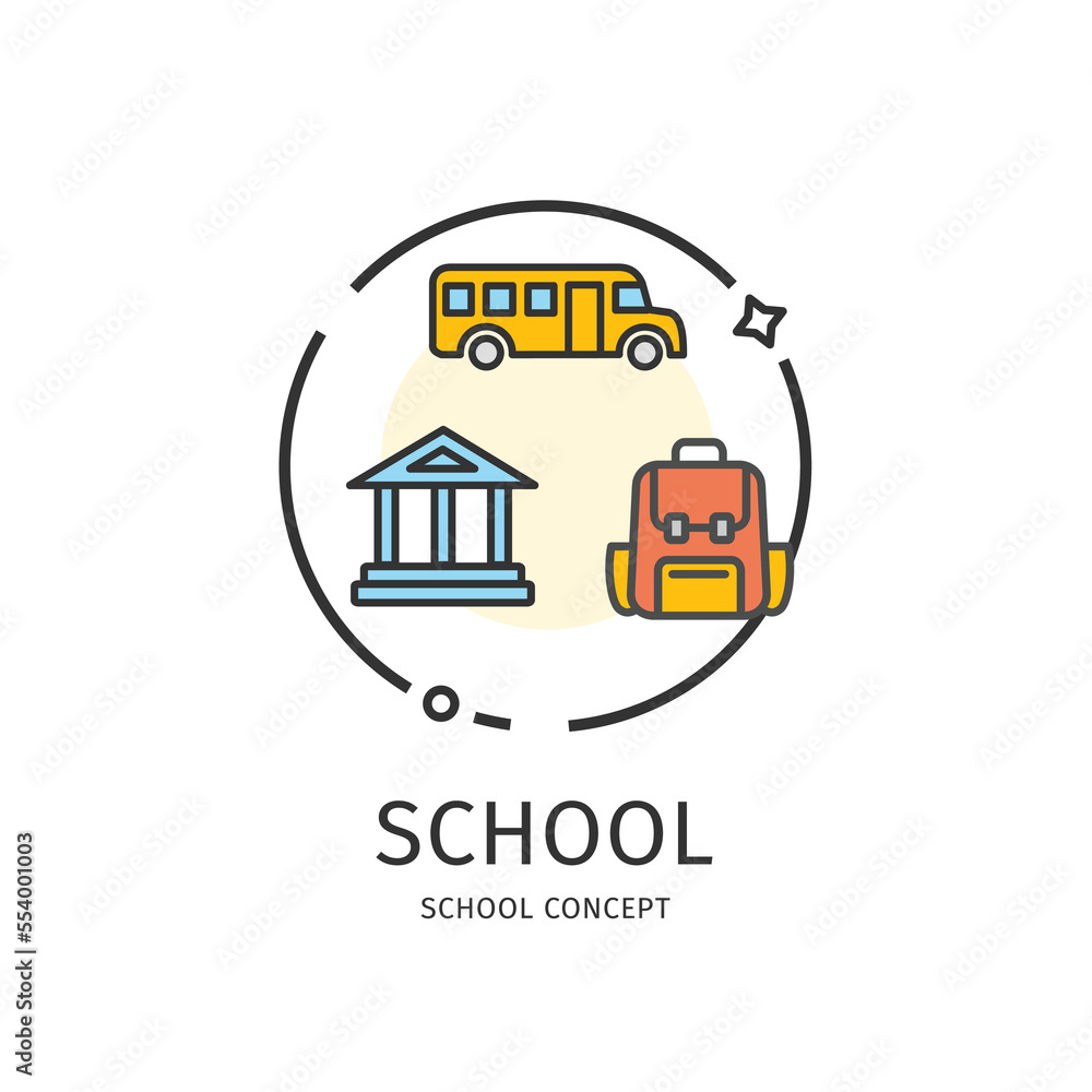 Fototapeta premium School Thin Line Icon Concept. Vector
