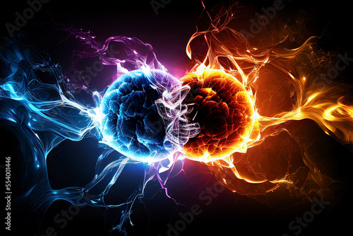 Atomic energy power blast due to two atoms collision photo