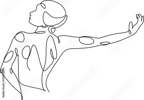 Female body line drawing. Female figure creative modern abstract line drawing. Vector minimalist design for wall art, print, card, poster.