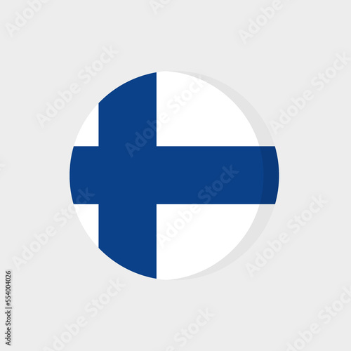 Flat icon flag of Finland in circle symbol isolated on white background. Vector illustration.