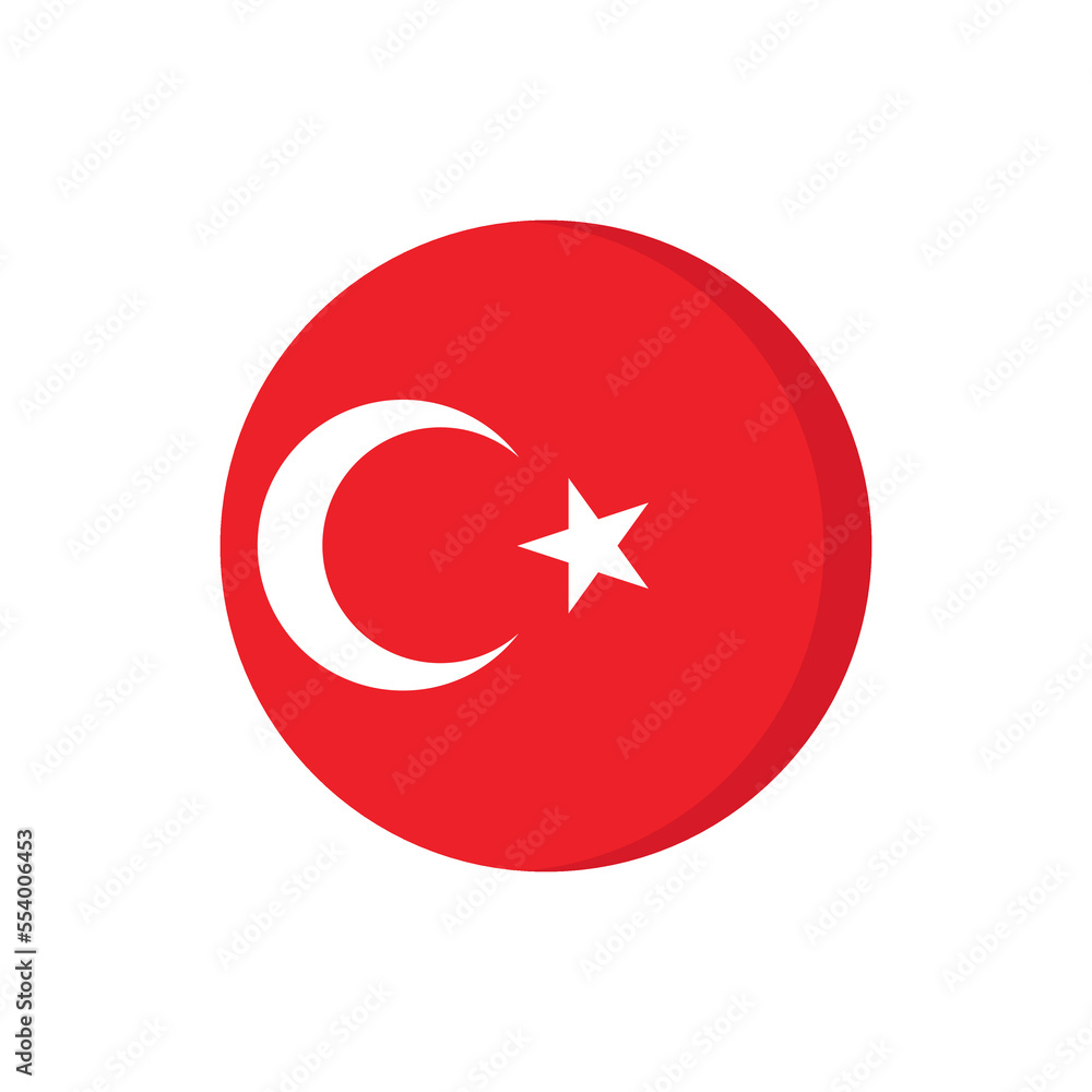 Flat icon flag of Turkey in circle symbol isolated on white background. Vector illustration. Flat icon flag of Turkey in circle symbol isolated on white background. Vector illustration.