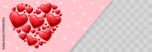 Valentines day love symbol, 3d vector hearts. Flying cute love hearts isolated on png. Realistic romantic emoji. Valentines day background. Wedding decor vector set