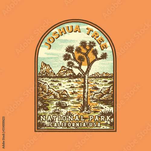 Joshua tree illustration national graphic park design badge vintage emblem logo photo