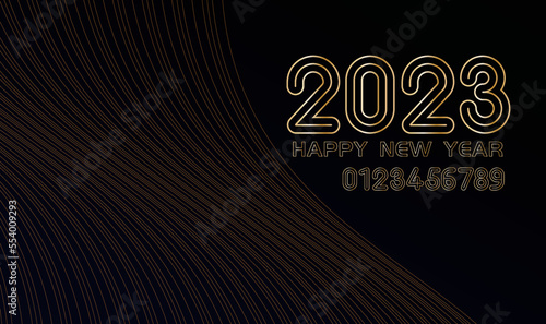Fototapeta Naklejka Na Ścianę i Meble -  Vector minimalist number 2023 gradient New Year's poster