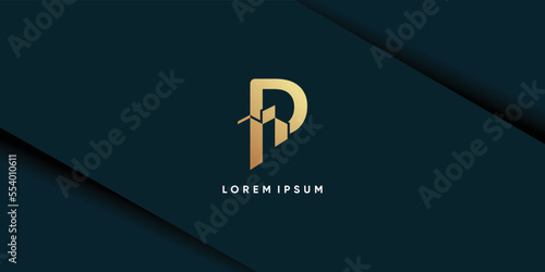 Building logo with initial P concept for business contruction