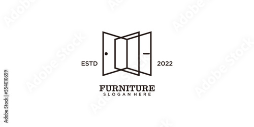 Door and window line logo icon vector illustration for Furniture business