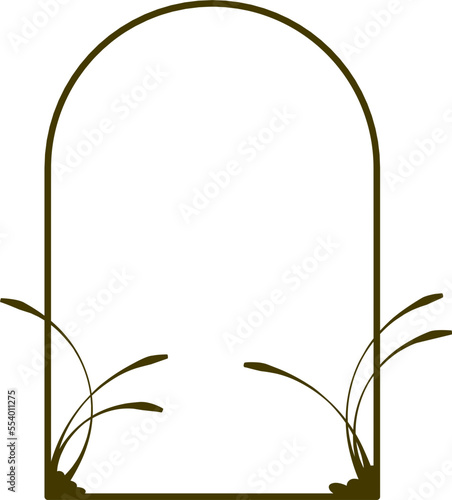 Floral arch frame in Trendy Minimal Liner Style. Aesthetic frame design.