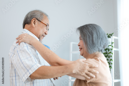 Wallpaper Mural Portrait of happy senior couple with wife embracing husband, nurse doctor senior care caregiver help assistance retirement at home nursing, or hugging after sick in hospital Torontodigital.ca