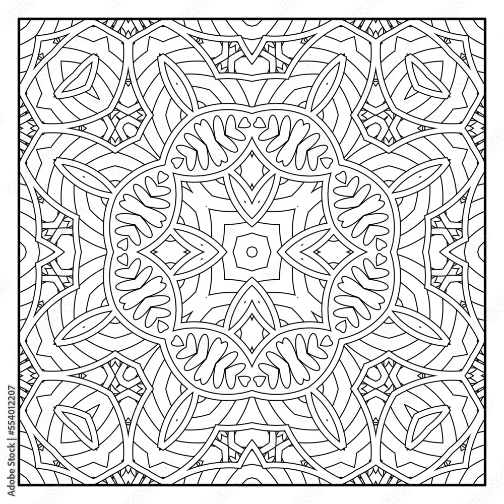 Fototapeta premium Mandala coloring page for adults. Mandala background. Mandala pattern coloring page. Hand drawn mandala pattern background. Vector black and white coloring page for coloring book.
