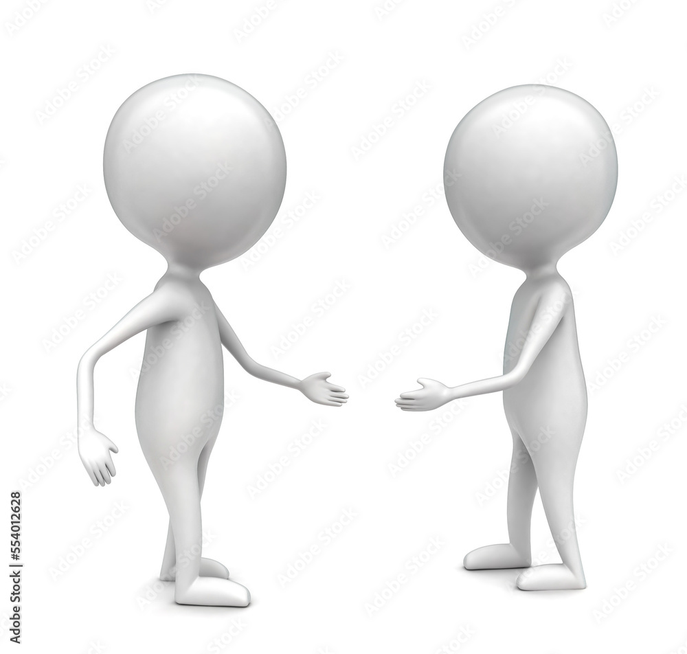 3d man going to handshake concept 3d man going to handshake concept