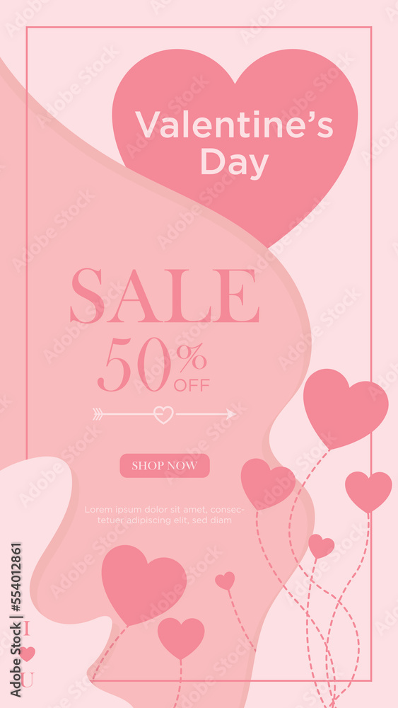 valentines sale stories for social media post template vector