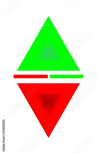 green and red sign on/off icon 3d symbol a white background